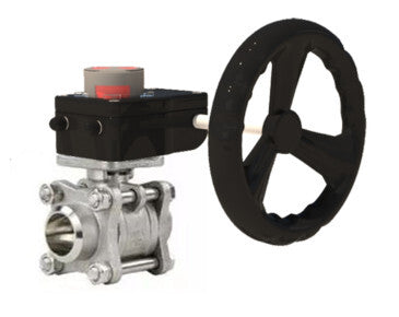 Válvula de bola de acero inoxidable Elephant BVPP 316.200-ISO 914 PSI para soldar, paso total, material del cuerpo - acero inoxidable AISI 316, con brida ISO y reductor Elephant GB con indicador de posición