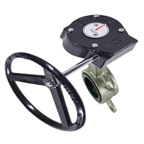 Válvula de mariposa de agua Elephant 316L-316L-VITON-RDN, material del cuerpo - acero inoxidable AISI 316L, material del disco - acero inoxidable AISI 316L, sello - VITON, operada por engranajes