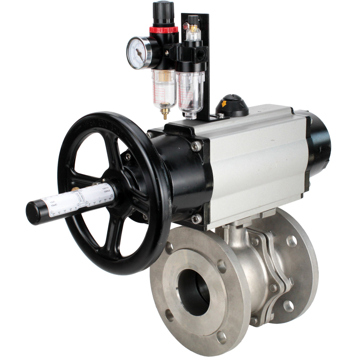 Ball valves Elephant BV3232P(2pc)-FP-F-ISO-H DN80-100 16 bar, full bore flanged, stainless steel SS316, seal - PTFE, with pneumatic actuator PA-DA-105-1 double acting, with pneumatic distributor 4M310-08 NAMUR 220V , with ATU AFC2000