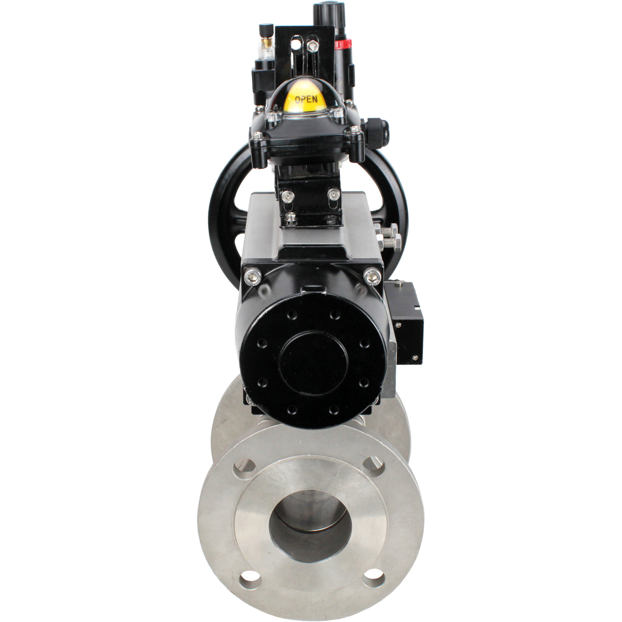 Ball valves Elephant BV3232P(2pc)-FP-F-ISO-H DN80-100 16 bar, full bore flanged, stainless steel SS316, seal - PTFE, with pneumatic actuator PA-DA-105-1 double acting, with pneumatic distributor 4M310-08 NAMUR 24V , with LSU APL-210N, with ATU AFC2000