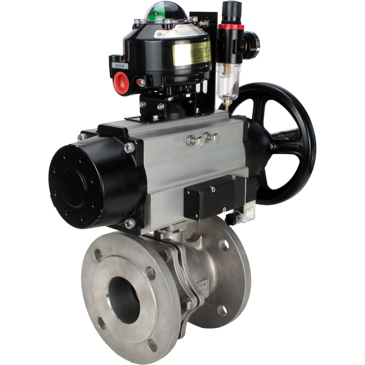 Ball valves Elephant BV3232P(2pc)-FP-F-ISO-H DN80-100 16 bar, full bore flanged, stainless steel SS316, seal - PTFE, with pneumatic actuator PA-DA-105-1 double acting, with pneumatic distributor 4M310-08 NAMUR 220V , with LSU APL-510N EX, with AFC2000 ATU