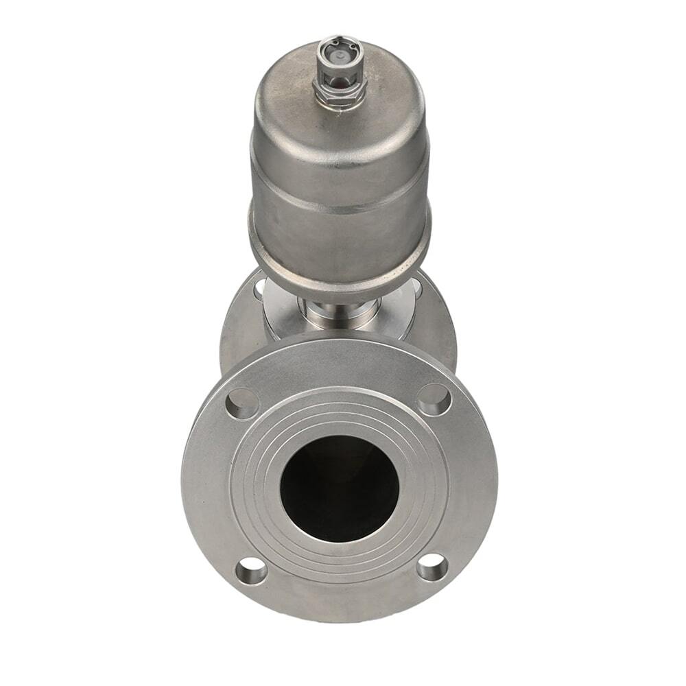 Válvula neumática Elephant VS3232PV-F-1PNC PSI232, material del cuerpo - acero inoxidable AISI 316, bridada, en forma de Y