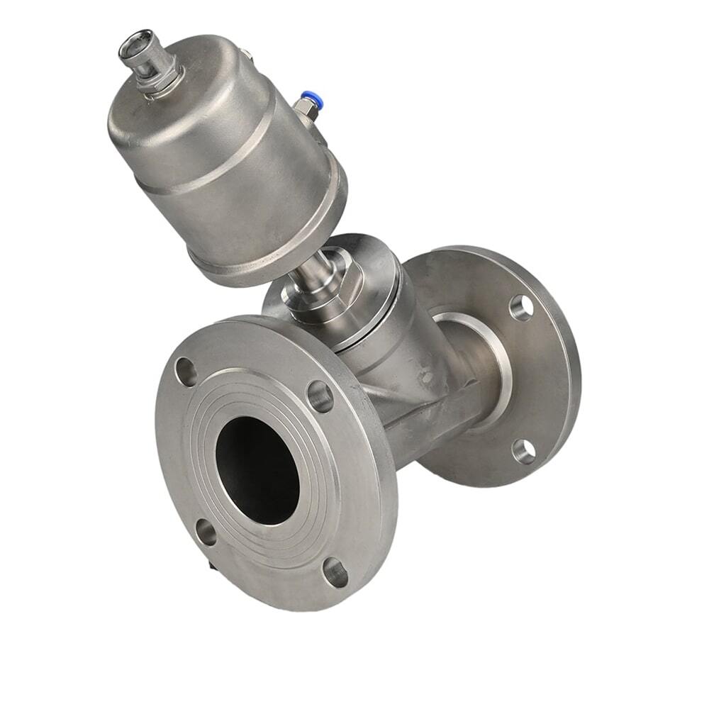 Válvula neumática Elephant VS3232PV-F-1PNC PSI232, material del cuerpo - acero inoxidable AISI 316, bridada, en forma de Y