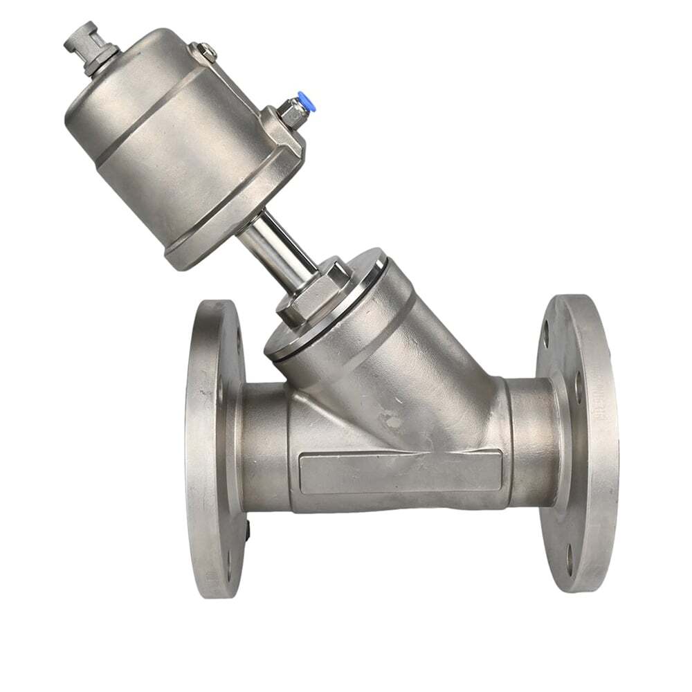 Válvula neumática Elephant VS3232PV-F-1PNC PSI232, material del cuerpo - acero inoxidable AISI 316, bridada, en forma de Y