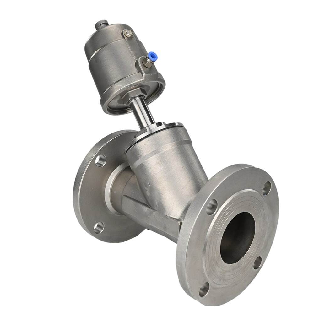 Válvula neumática Elephant VS3232PV-F-1PNC PSI232, material del cuerpo - acero inoxidable AISI 316, bridada, en forma de Y