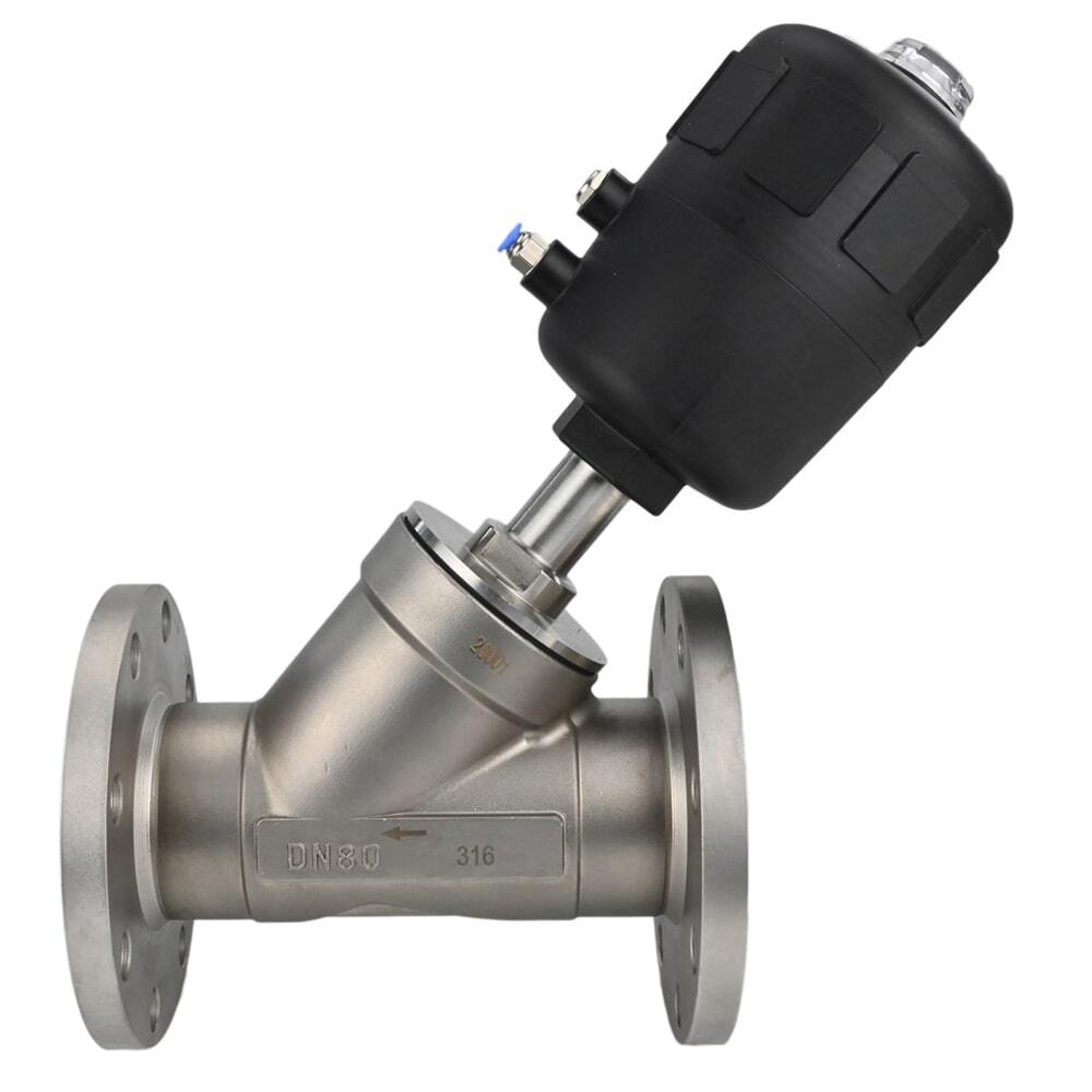 Válvula neumática Elephant VS324PV-F-1PNC PSI232, material del cuerpo: acero inoxidable CF8M, brida, forma de Y