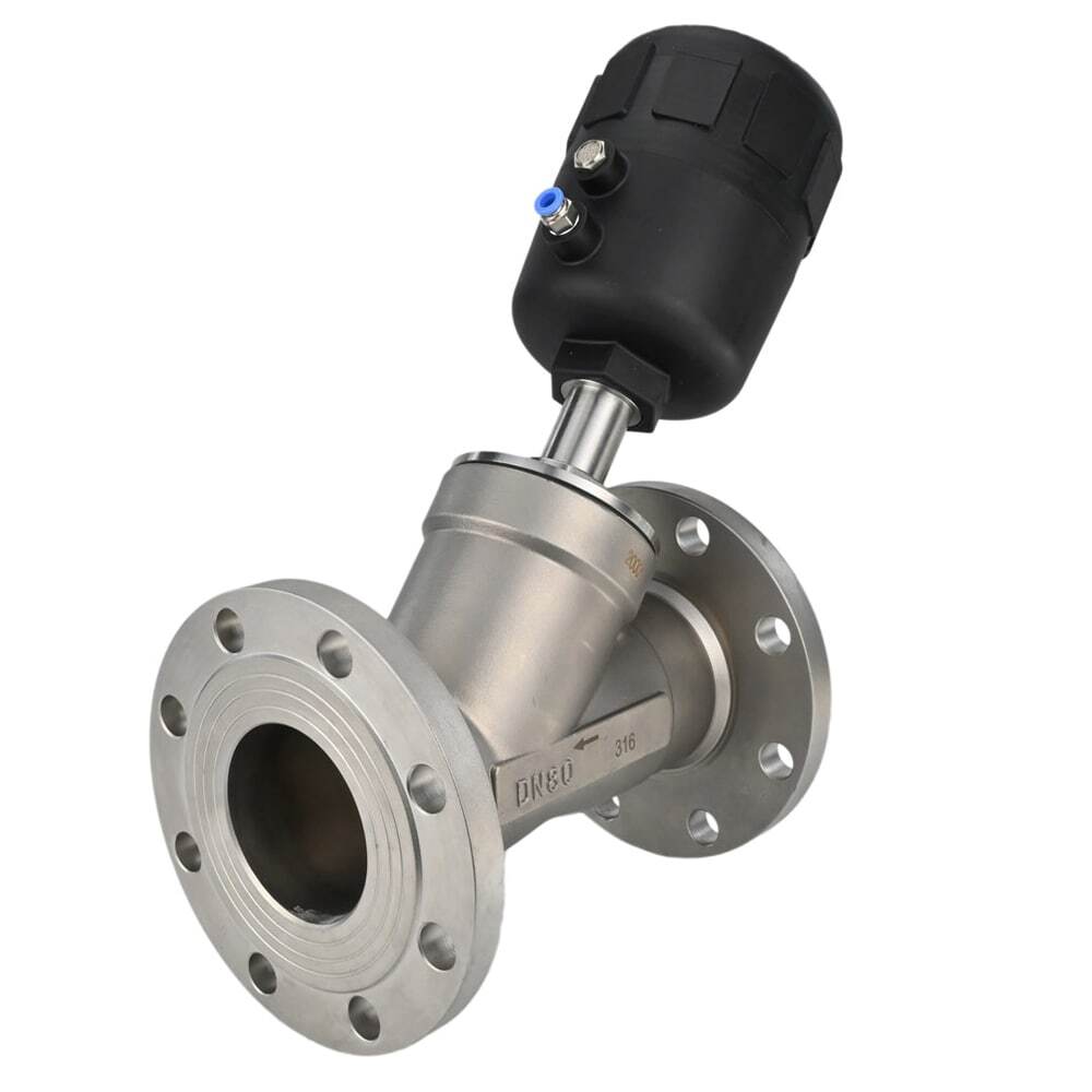 Válvula neumática Elephant VS324PV-F-1PNC PSI232, material del cuerpo: acero inoxidable CF8M, brida, forma de Y