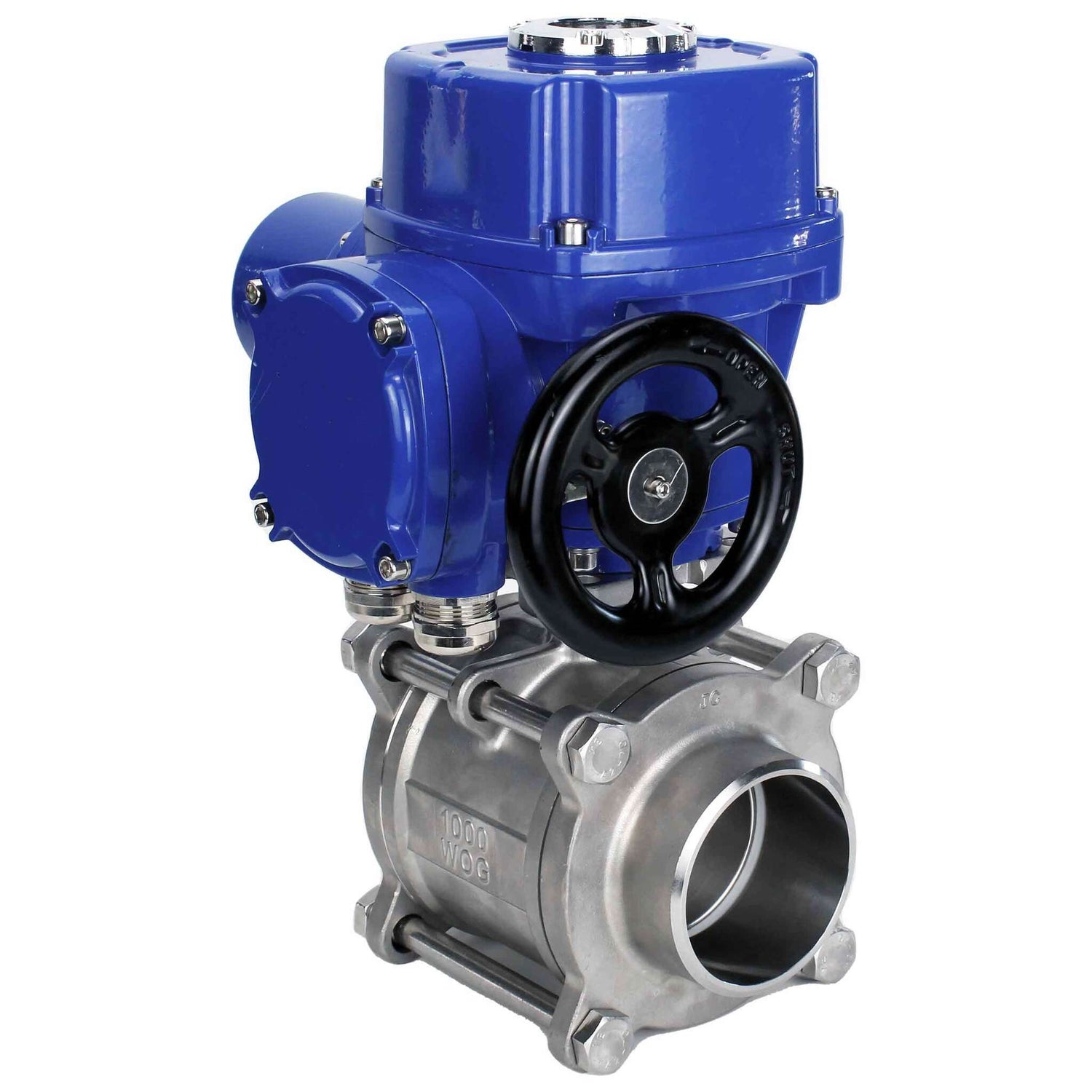 Válvula de bola de acero inoxidable Elephant BVPP 316.200-ISO PSI914 SS316 paso completo, para soldar, material del cuerpo - acero inoxidable, actuador eléctrico de cuarto de vuelta Elephant QT-W (M) 380 V