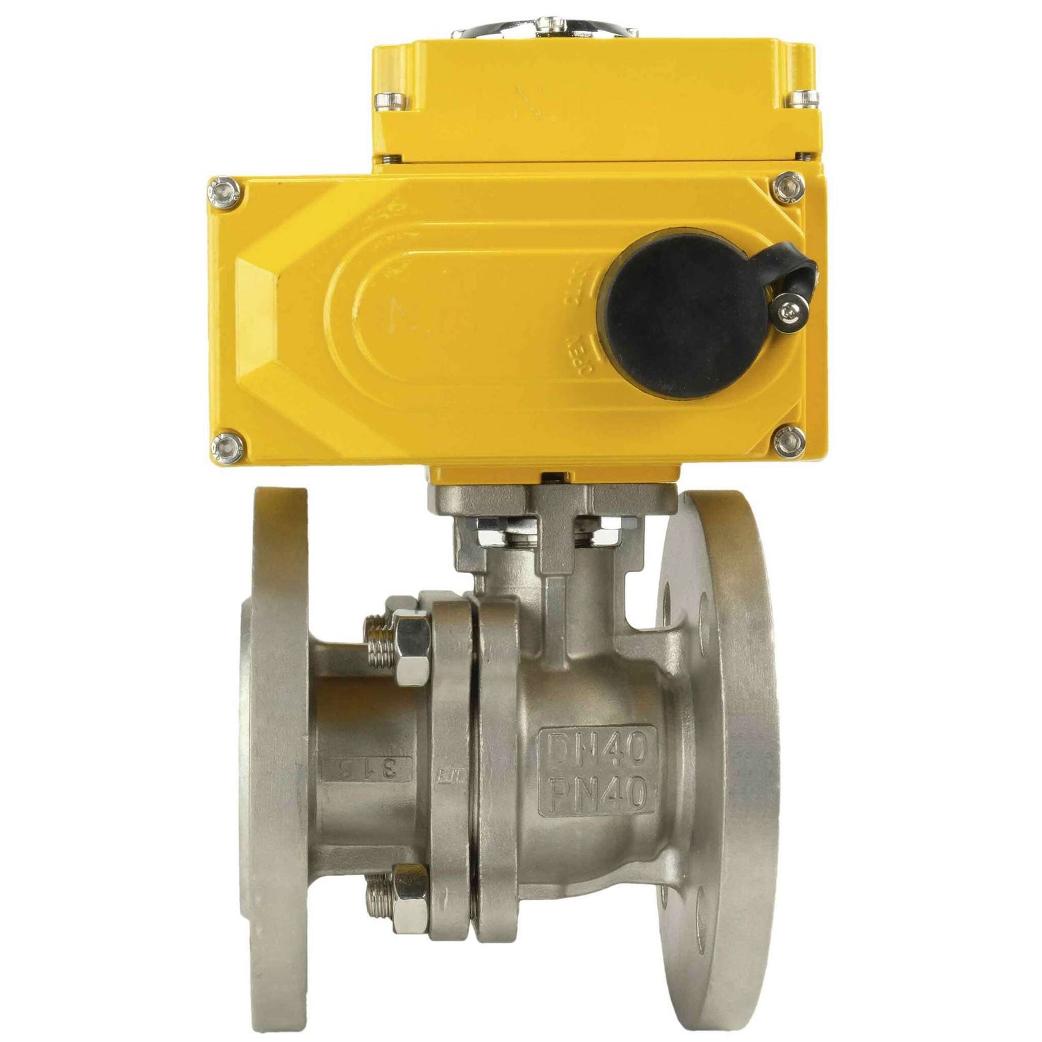 Válvula de bola de acero inoxidable Elephant kchfp-elephant-380v, material del cuerpo - acero inoxidable AISI 316, material de la bola - acero inoxidable AISI 316, sello - PTFE, actuador eléctrico operado