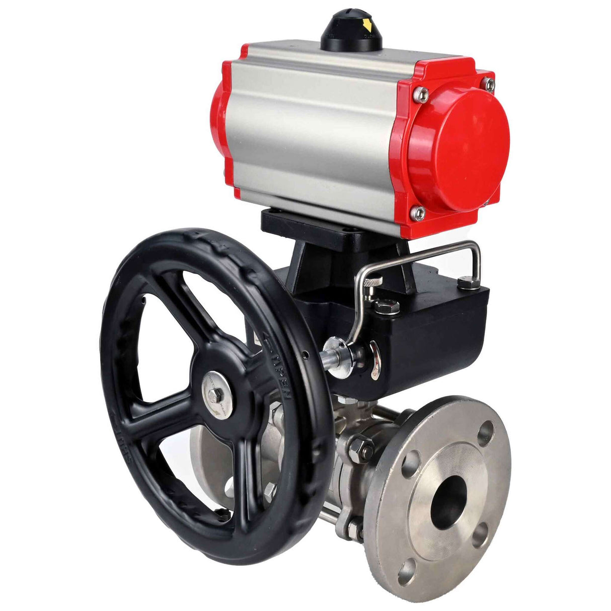 Válvula de bola de acero inoxidable Elephant ksfpt-304-180-da-4m310-110/220v-hdm, material del cuerpo - acero inoxidable AISI 304, material de la bola - acero inoxidable AISI 304, sello - PTFE, actuador neumático operado