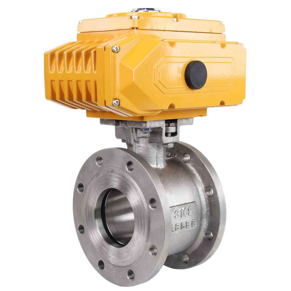 Válvula de bola de acero inoxidable Elephant kchmfp-elephant-110/220v-4-20ma, material del cuerpo - acero inoxidable AISI 316, material de la bola - acero inoxidable AISI 316, junta - PTFE, accionamiento por actuador eléctrico