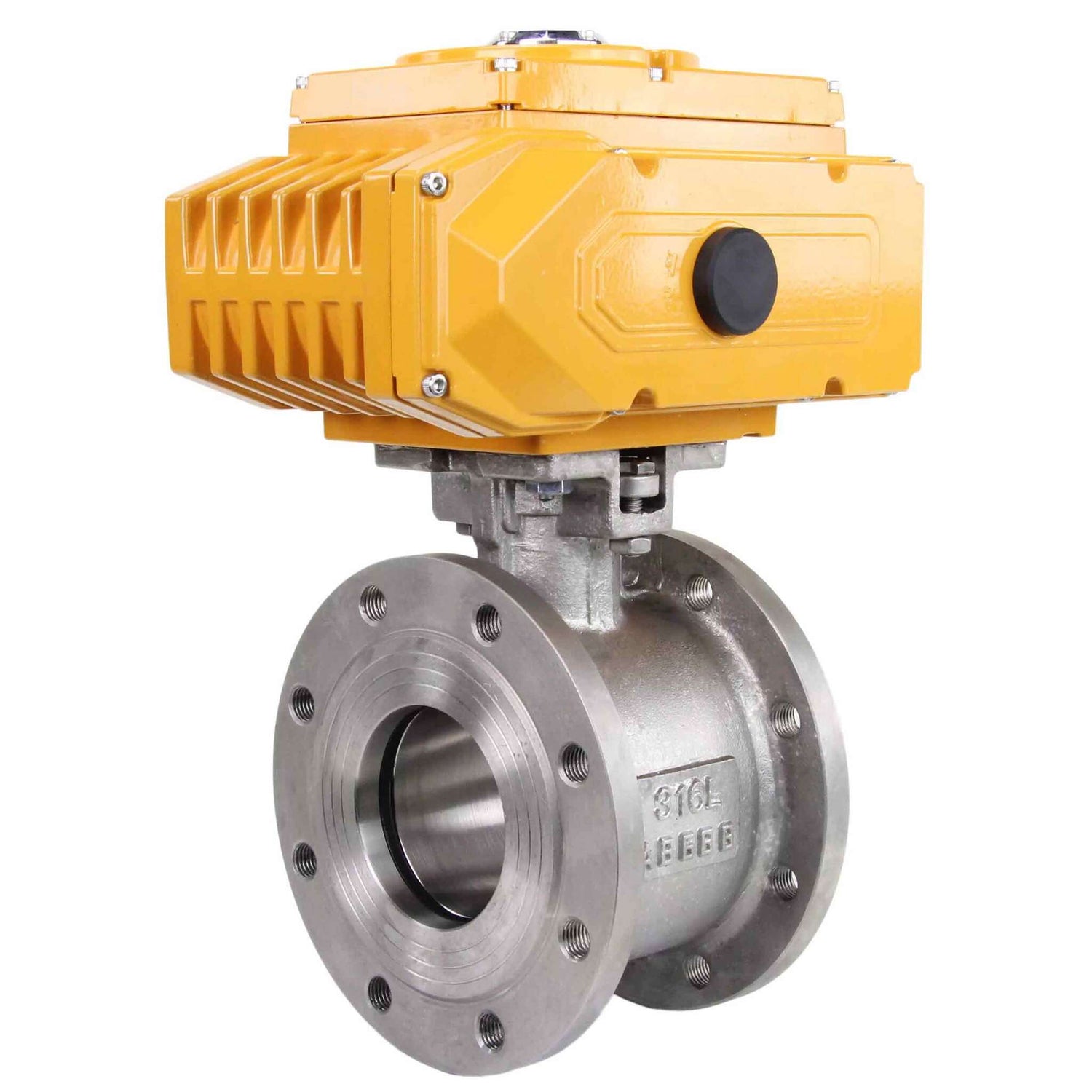 Válvula de bola de acero inoxidable Elephant kchmfp-elephant-110/220v-4-20ma, material del cuerpo - acero inoxidable AISI 316, material de la bola - acero inoxidable AISI 316, junta - PTFE, accionamiento por actuador eléctrico