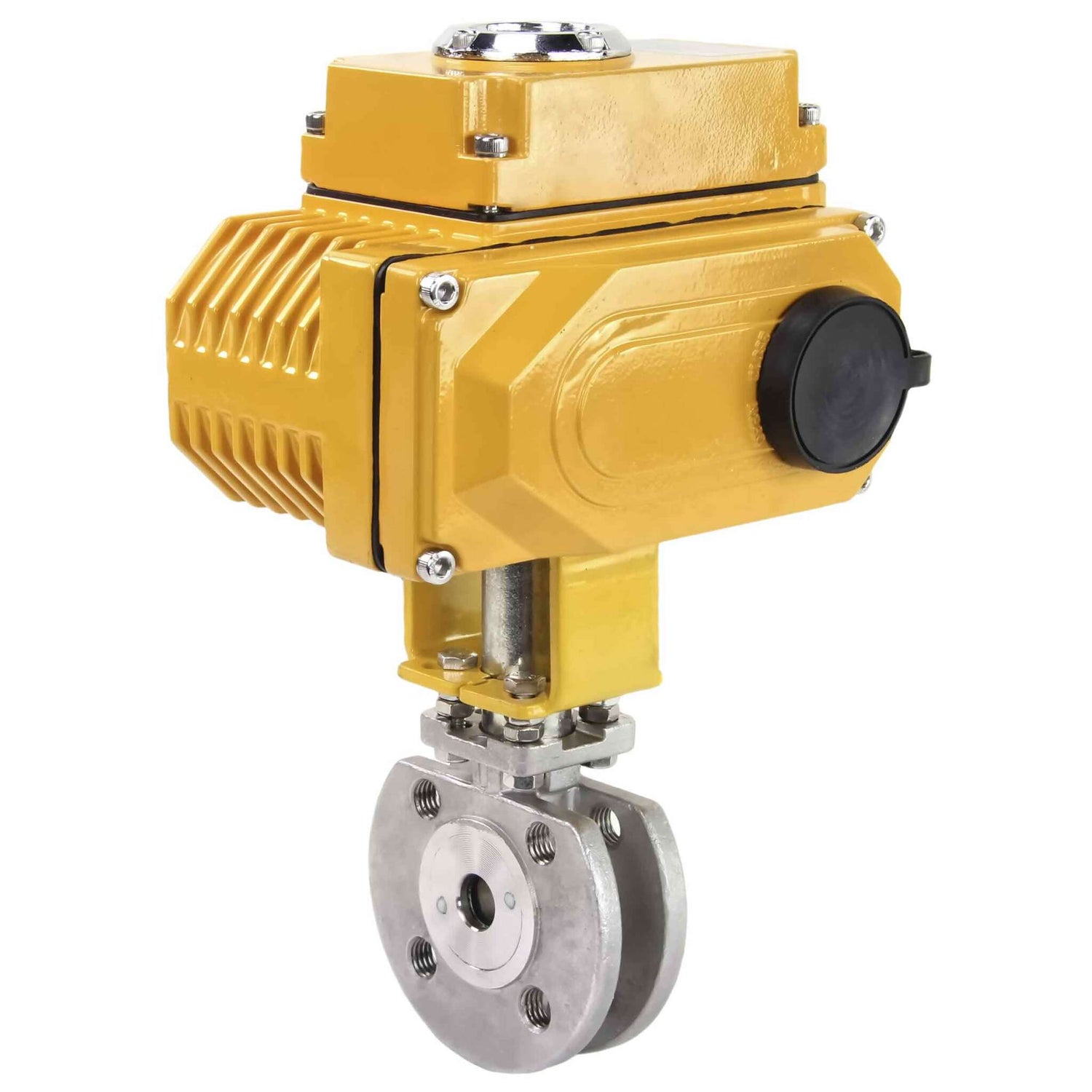 Válvula de bola de acero inoxidable Elephant kchmfp-elephant-24v, material del cuerpo - acero inoxidable AISI 316, material de la bola - acero inoxidable AISI 316, sello - PTFE, actuador eléctrico operado