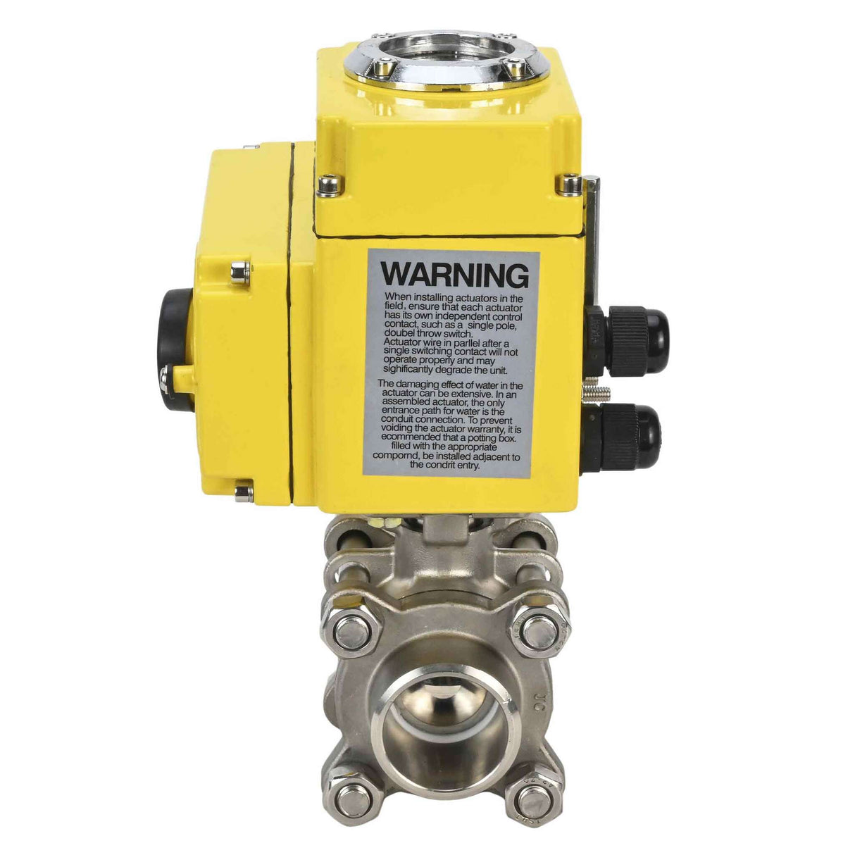 Válvula de bola de acero inoxidable Elephant kshpp-316200-elephant-380v, material del cuerpo - acero inoxidable AISI 316, material de la bola - acero inoxidable AISI 316, sello - PTFE, actuador eléctrico operado