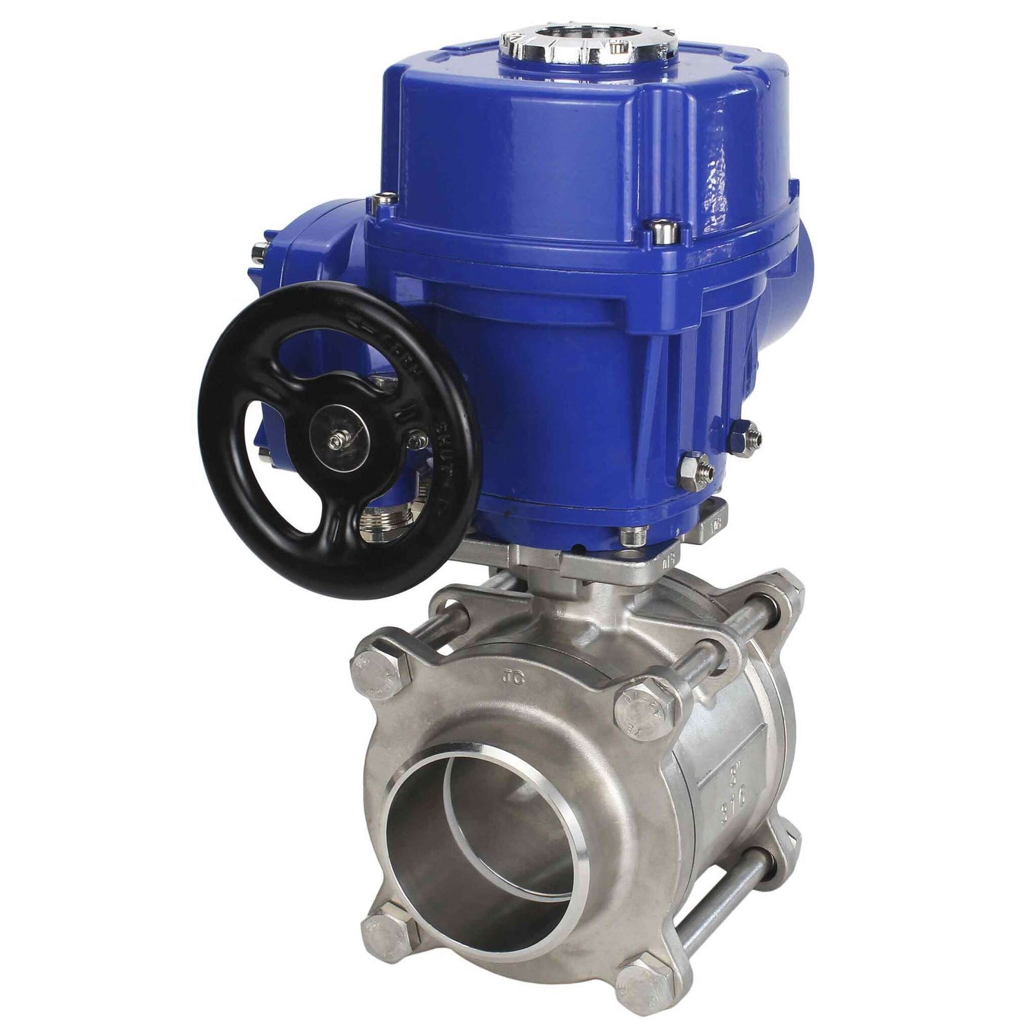 Válvula de bola de acero inoxidable Elephant BVPP 316.200-ISO PSI914 SS316 paso completo, para soldar, material del cuerpo - acero inoxidable, actuador eléctrico de cuarto de vuelta Elephant QT-W (M) 220 V