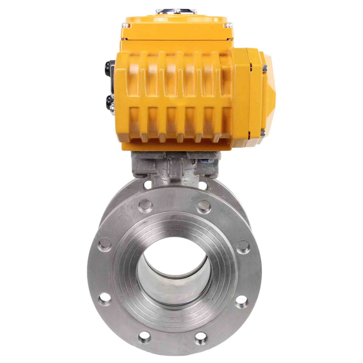 Válvula de bola de acero inoxidable Elephant kchmfp-elephant-110/220v-4-20ma, material del cuerpo - acero inoxidable AISI 316, material de la bola - acero inoxidable AISI 316, junta - PTFE, accionamiento por actuador eléctrico