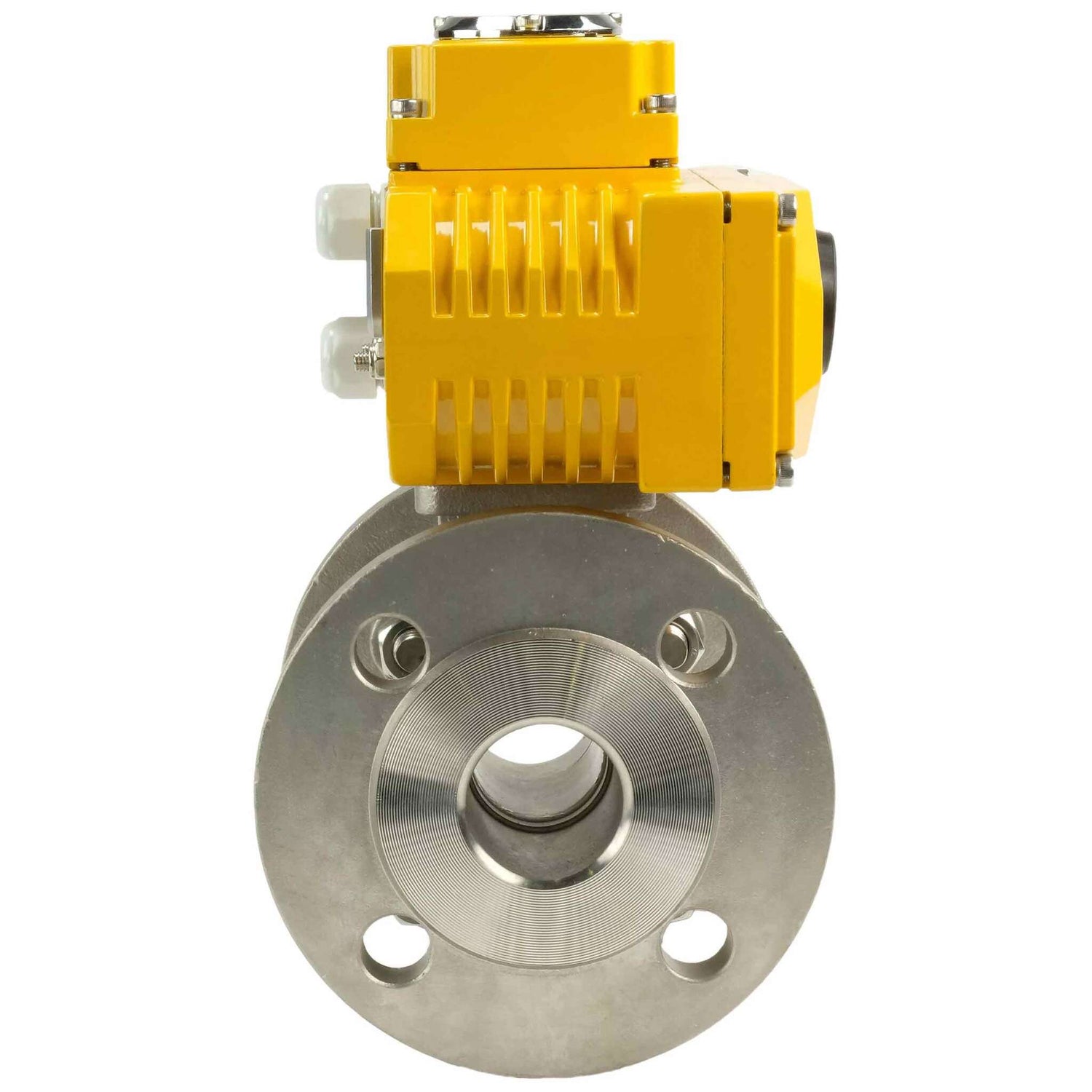 Válvula de bola de acero inoxidable Elephant kchfp-elephant-380v, material del cuerpo - acero inoxidable AISI 316, material de la bola - acero inoxidable AISI 316, sello - PTFE, actuador eléctrico operado