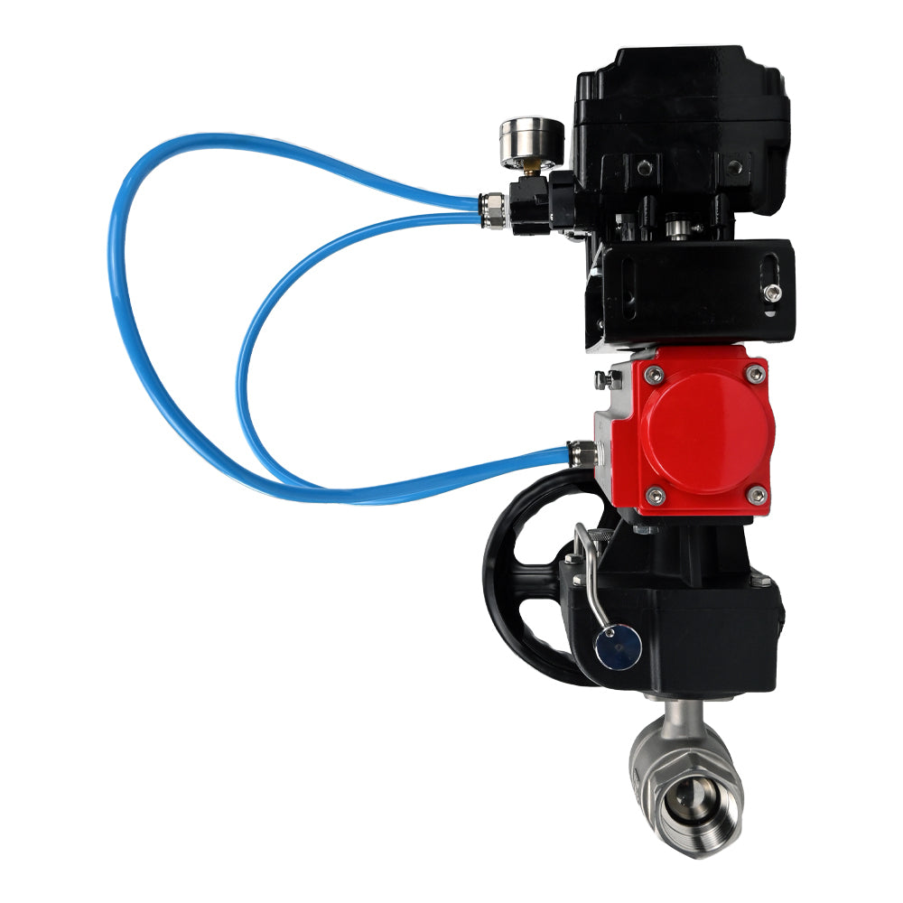 Válvula de bola de acero inoxidable Elephant kshmp316-elephant-da-yt1000rsn-hdm, material del cuerpo - acero inoxidable AISI 316, material de la bola - acero inoxidable AISI 316, sello - PTFE, actuador neumático operado