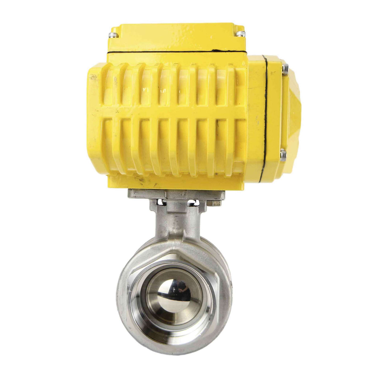 Válvula de bola de acero inoxidable Elephant BVMP.316.230-ISO PSI914, material del cuerpo - acero inoxidable AISI 316, material de la bola - acero inoxidable AISI 316, sello - PTFE, roscado, actuador eléctrico de cuarto de vuelta Elephant-110/220В