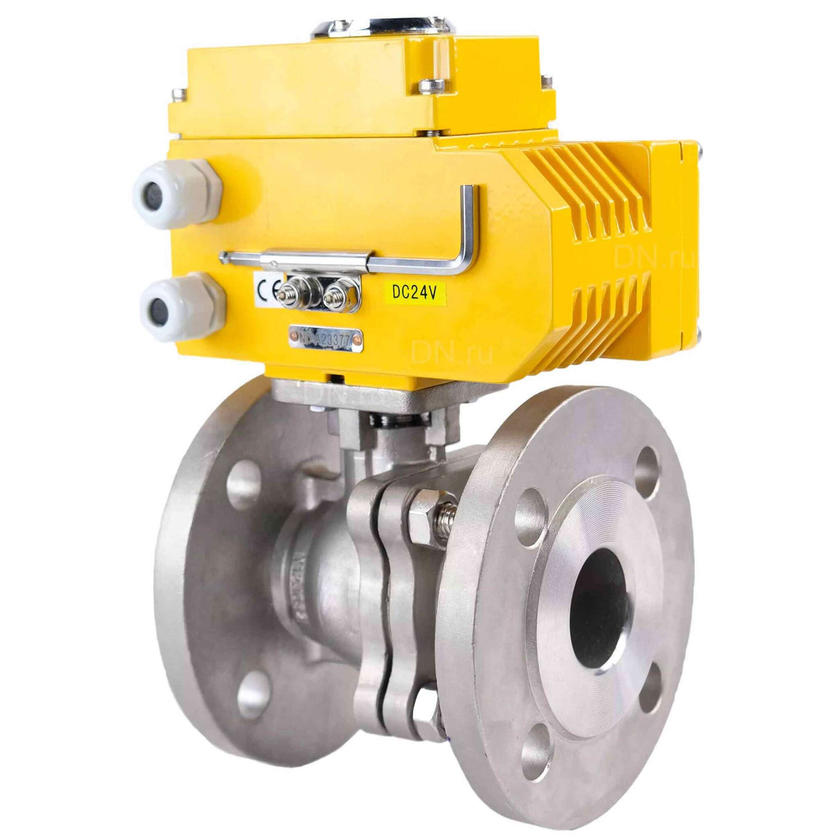 Válvula de bola de acero inoxidable Elephant kchfp-elephant-24v, material del cuerpo - acero inoxidable AISI 316, material de la bola - acero inoxidable AISI 316, junta - PTFE, accionamiento por actuador eléctrico