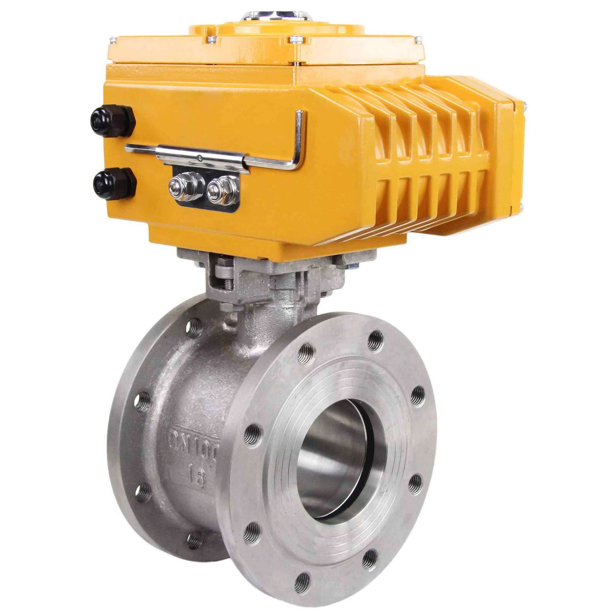 Válvula de bola de acero inoxidable Elephant kchmfp-elephant-110/220v-4-20ma, material del cuerpo - acero inoxidable AISI 316, material de la bola - acero inoxidable AISI 316, junta - PTFE, accionamiento por actuador eléctrico