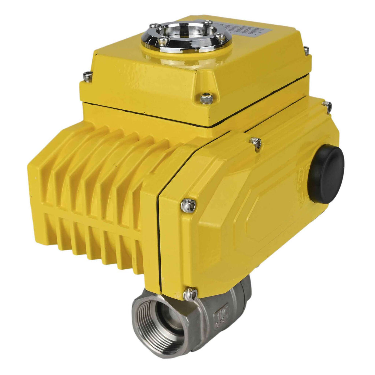 Válvula de bola de acero inoxidable Elephant BVMP.316.230-ISO PSI914, material del cuerpo - acero inoxidable AISI 316, material de la bola - acero inoxidable AISI 316, junta - PTFE, roscada, actuador eléctrico de cuarto de vuelta Elephant-380 V