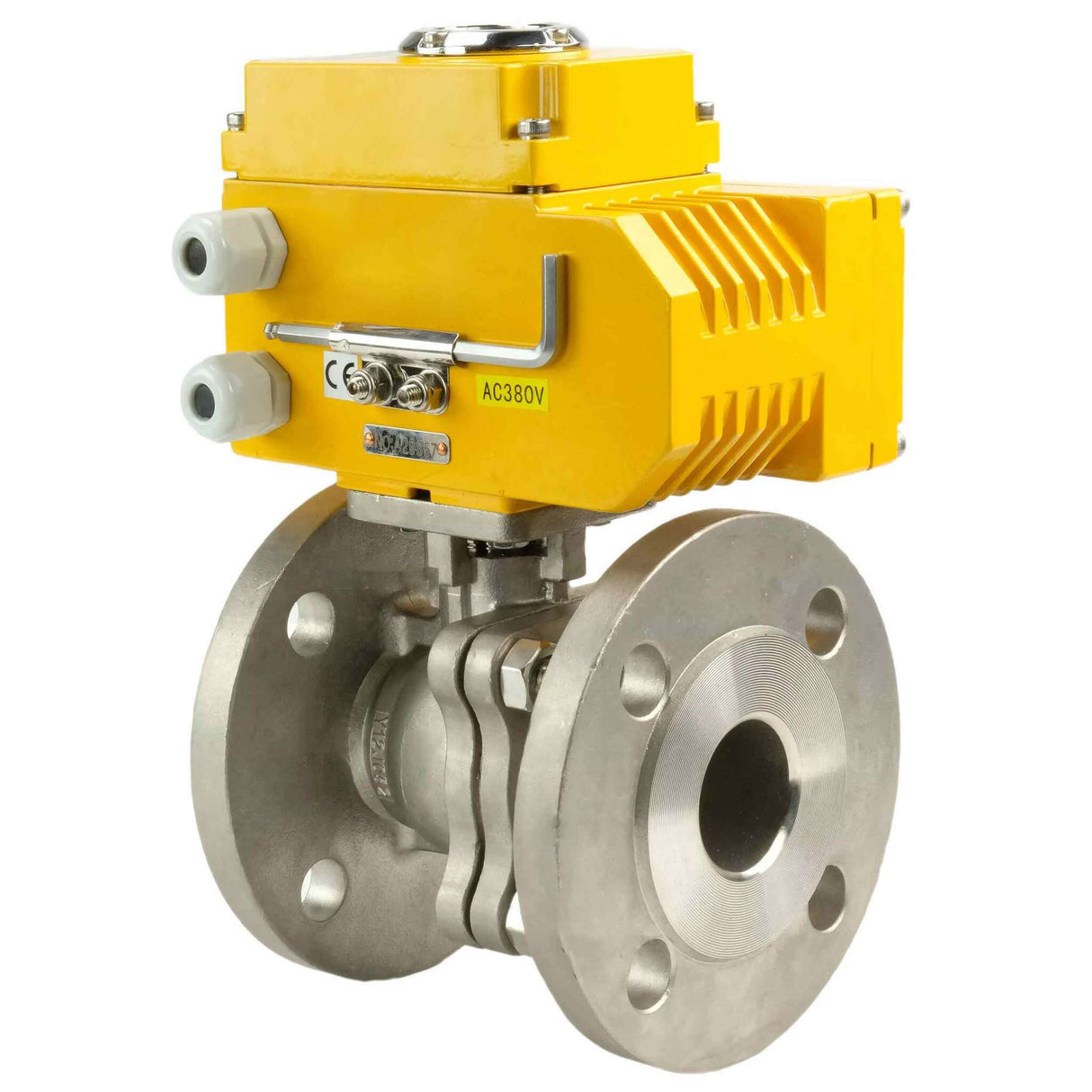 Válvula de bola de acero inoxidable Elephant kchfp-elephant-380v, material del cuerpo - acero inoxidable AISI 316, material de la bola - acero inoxidable AISI 316, sello - PTFE, actuador eléctrico operado