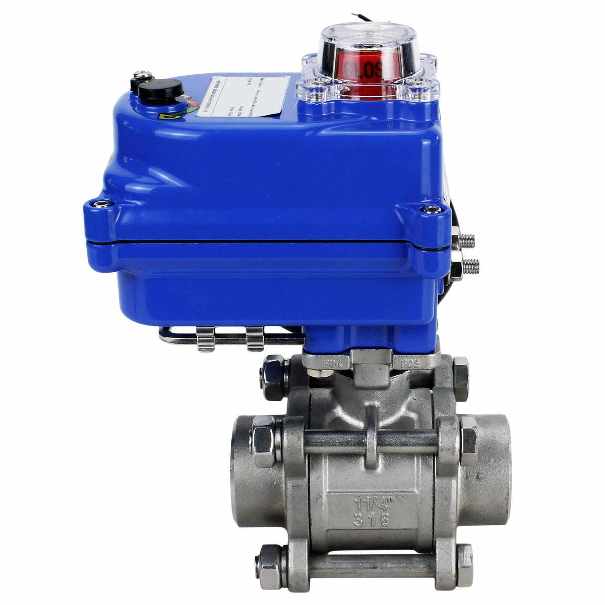 Válvula de bola de acero inoxidable Elephant kshpp-316200-elephant-12v, material del cuerpo - acero inoxidable AISI 316, material de la bola - acero inoxidable AISI 316, sello - PTFE, actuador eléctrico operado