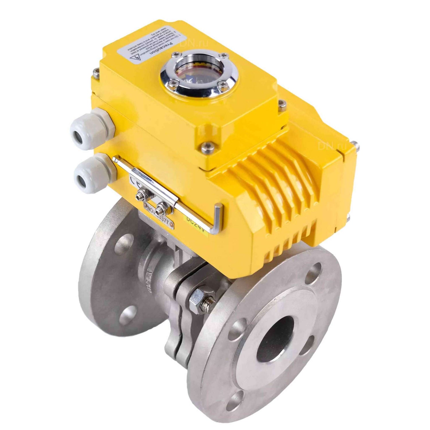 Válvula de bola de acero inoxidable Elephant kchfp-elephant-24v, material del cuerpo - acero inoxidable AISI 316, material de la bola - acero inoxidable AISI 316, junta - PTFE, accionamiento por actuador eléctrico