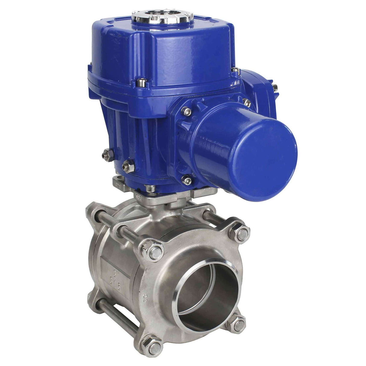 Válvula de bola de acero inoxidable Elephant BVPP 316.200-ISO PSI914 SS316 paso completo, para soldar, material del cuerpo - acero inoxidable, actuador eléctrico de cuarto de vuelta Elephant QT-W (M) 220 V