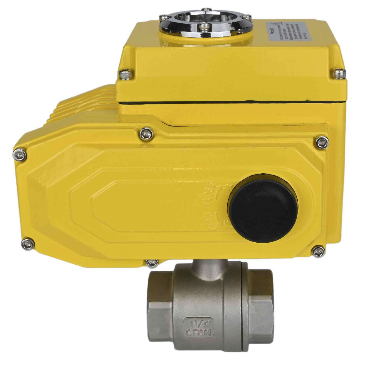 Válvula de bola de acero inoxidable Elephant BVMP.316.230-ISO PSI914, material del cuerpo - acero inoxidable AISI 316, material de la bola - acero inoxidable AISI 316, junta - PTFE, roscada, actuador eléctrico de cuarto de vuelta Elephant-380 V