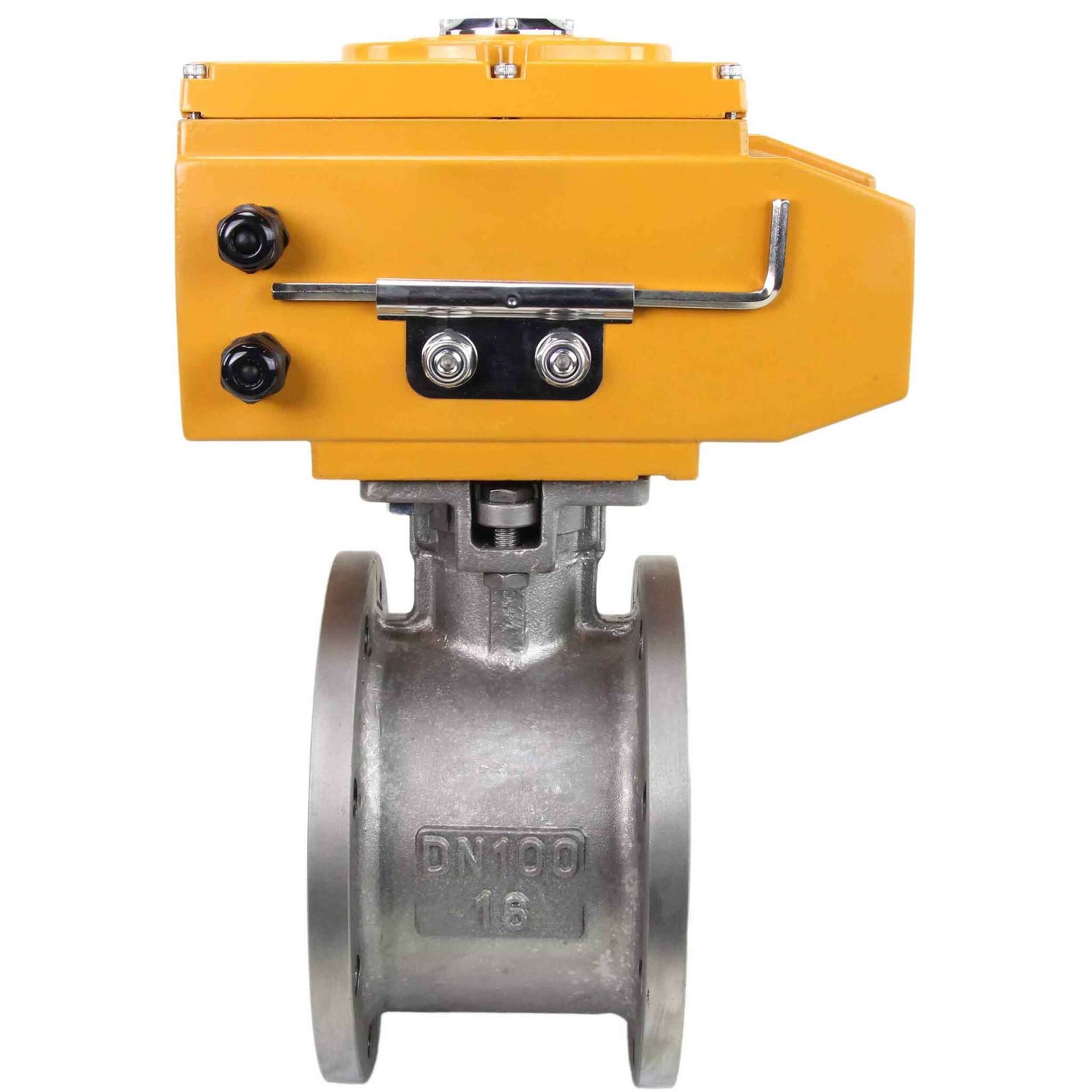 Válvula de bola de acero inoxidable Elephant kchmfp-elephant-110/220v-4-20ma, material del cuerpo - acero inoxidable AISI 316, material de la bola - acero inoxidable AISI 316, junta - PTFE, accionamiento por actuador eléctrico