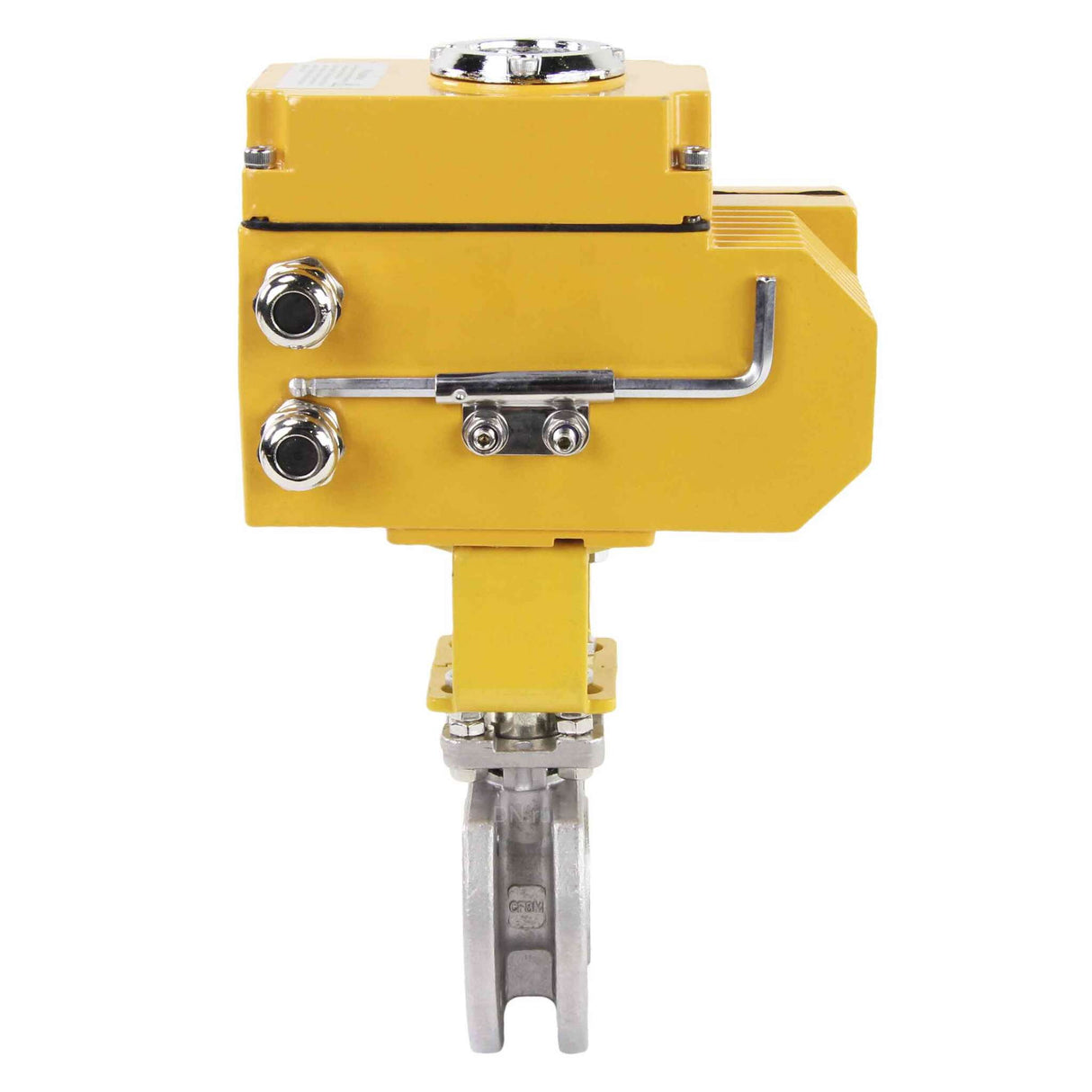 Válvula de bola de acero inoxidable Elephant kchmfp-elephant-24v, material del cuerpo - acero inoxidable AISI 316, material de la bola - acero inoxidable AISI 316, sello - PTFE, actuador eléctrico operado