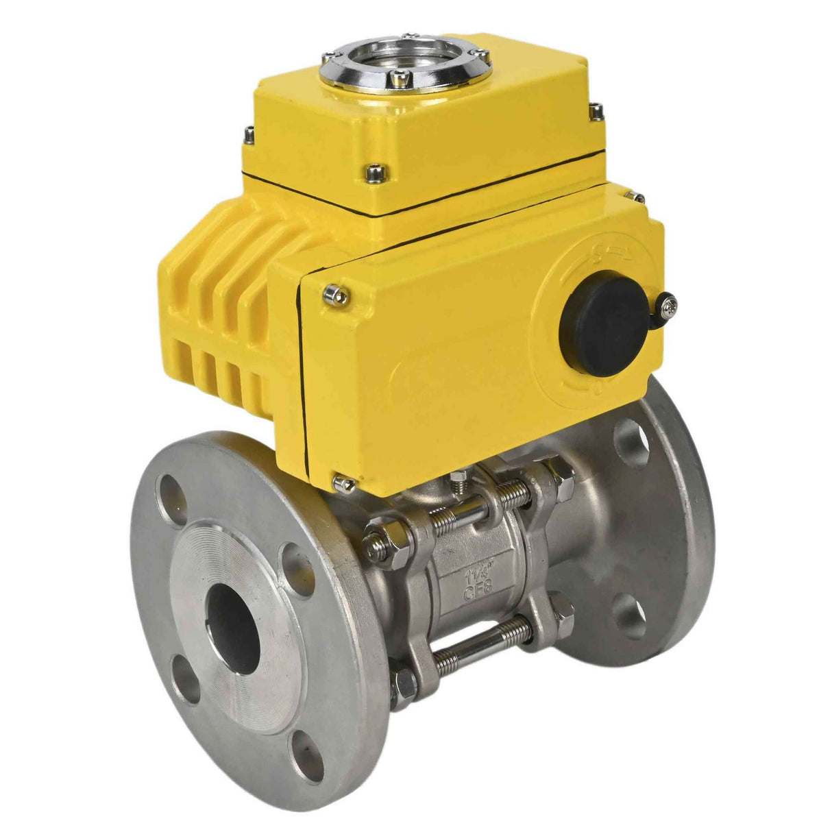 Válvula de bola de acero inoxidable Elephant ksfpt-304-180-24v, material del cuerpo - acero inoxidable AISI 304, material de la bola - acero inoxidable AISI 304, sello - PTFE, actuador eléctrico operado