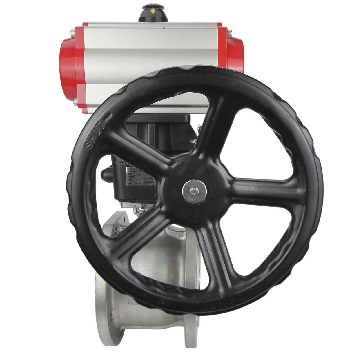 Válvula de bola de acero inoxidable Elephant kchfp-elephant-da-hdm-4m310-24v, material del cuerpo - acero inoxidable AISI 316, material de la bola - acero inoxidable AISI 316, junta - PTFE, accionamiento por actuador neumático