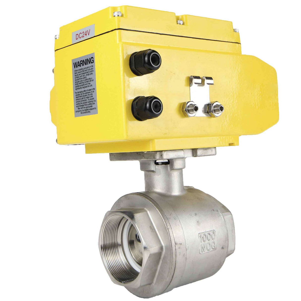 Válvula de bola de acero inoxidable Elephant kshmp316-elephant-24, material del cuerpo - acero inoxidable AISI 316, material de la bola - acero inoxidable AISI 316, sello - PTFE, actuador eléctrico operado