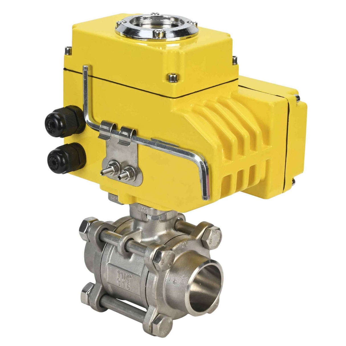Válvula de bola de acero inoxidable Elephant kshpp-316200-elephant-24v, material del cuerpo - acero inoxidable AISI 316, material de la bola - acero inoxidable AISI 316, sello - PTFE, actuador eléctrico operado