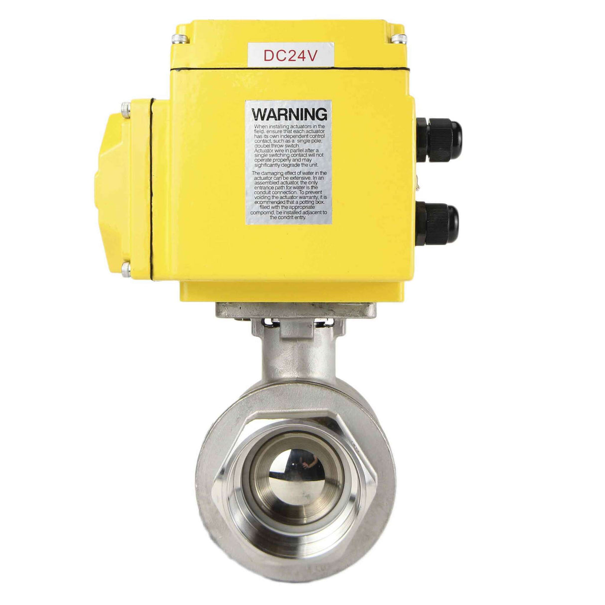 Válvula de bola de acero inoxidable Elephant kshmp316-elephant-24, material del cuerpo - acero inoxidable AISI 316, material de la bola - acero inoxidable AISI 316, sello - PTFE, actuador eléctrico operado