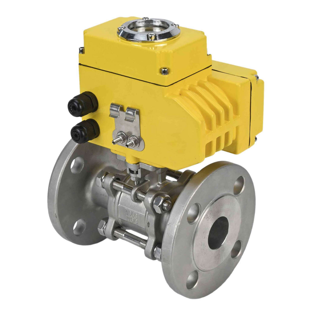 Válvula de bola de acero inoxidable Elephant ksfpt-304-180-24v, material del cuerpo - acero inoxidable AISI 304, material de la bola - acero inoxidable AISI 304, sello - PTFE, actuador eléctrico operado