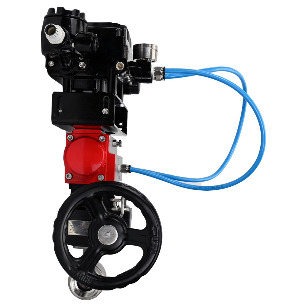 Válvula de bola de acero inoxidable Elephant kshmp316-elephant-da-yt1000rsn-hdm, material del cuerpo - acero inoxidable AISI 316, material de la bola - acero inoxidable AISI 316, sello - PTFE, actuador neumático operado