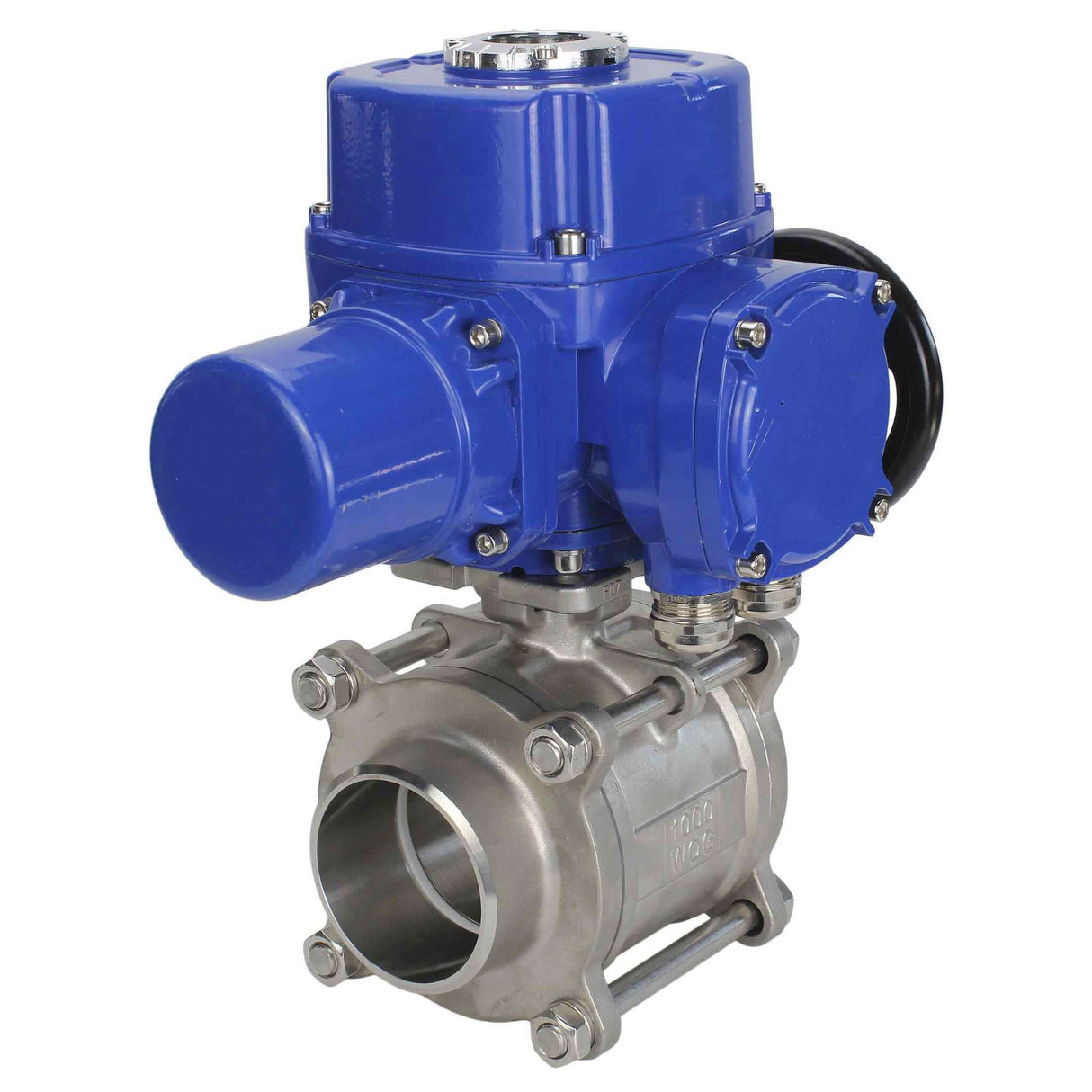 Válvula de bola de acero inoxidable Elephant BVPP 316.200-ISO PSI914 SS316 paso completo, para soldar, material del cuerpo - acero inoxidable, actuador eléctrico de cuarto de vuelta Elephant QT-W (M) 220 V