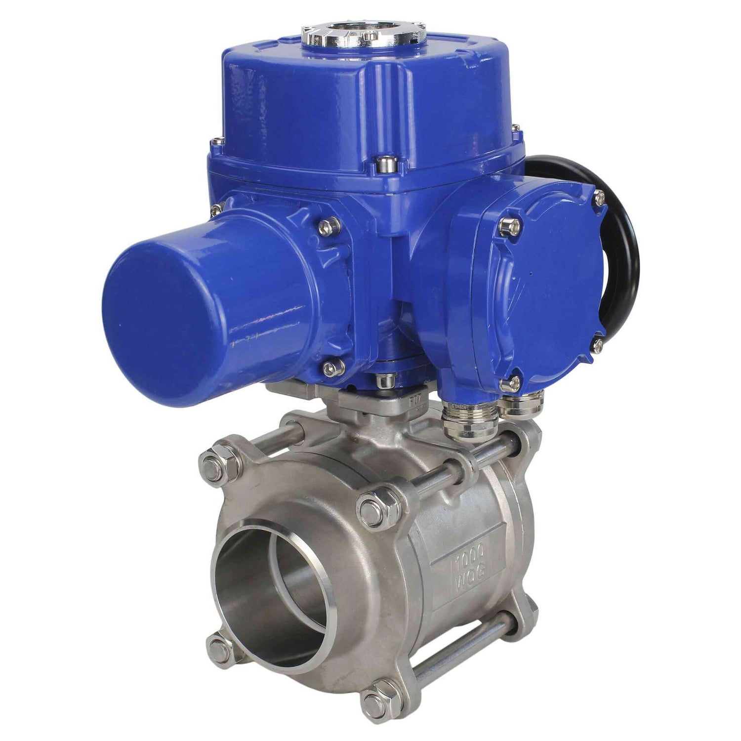 Válvula de bola de acero inoxidable Elephant BVPP 316.200-ISO PSI914 SS316 paso completo, para soldar, material del cuerpo - acero inoxidable, actuador eléctrico de cuarto de vuelta Elephant QT-W (M) 220 V