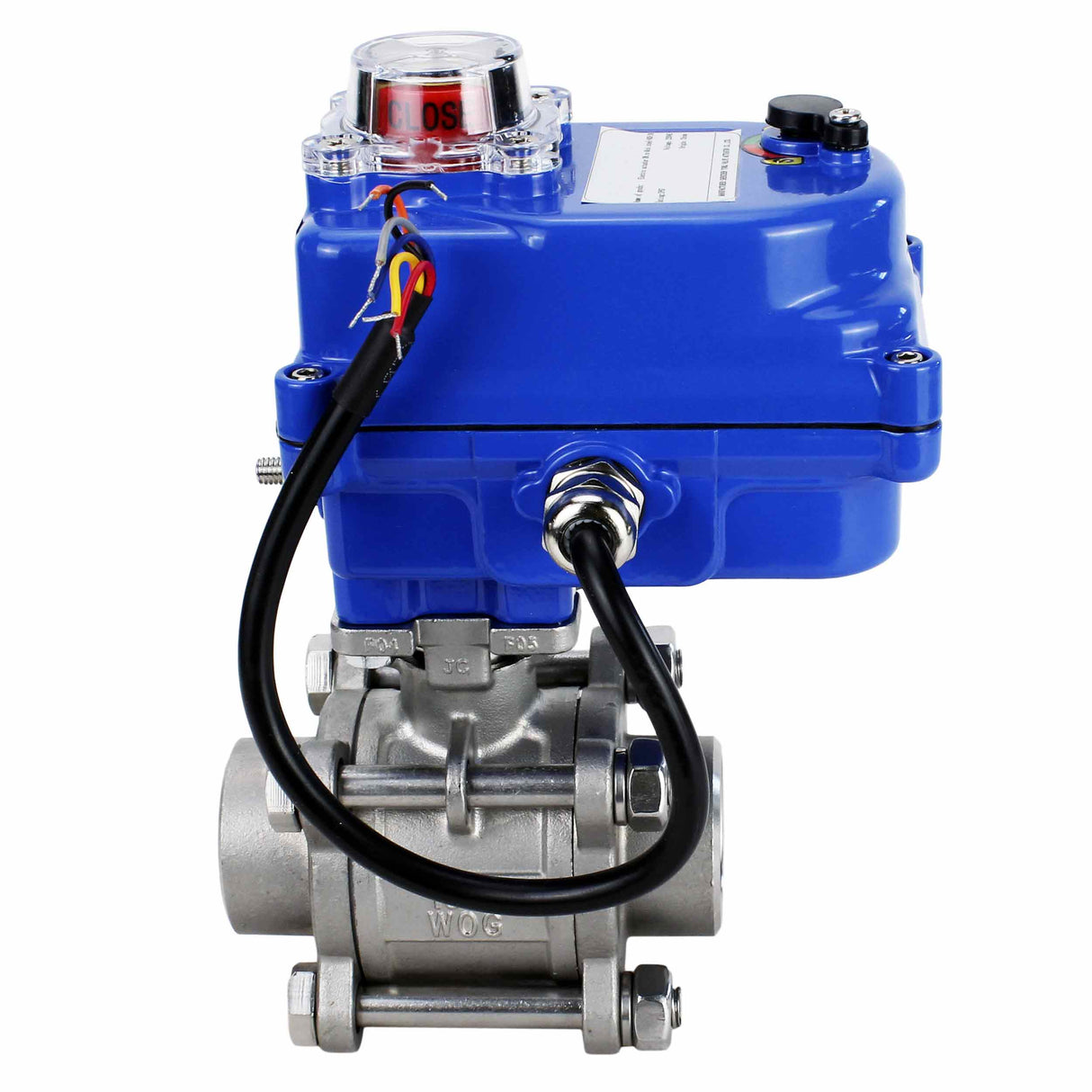 Válvula de bola de acero inoxidable Elephant BVPP 316.200-ISO PSI914 SS316 paso completo, para soldar, material del cuerpo - acero inoxidable, actuador eléctrico de cuarto de vuelta Elephant 003 azul 220 V