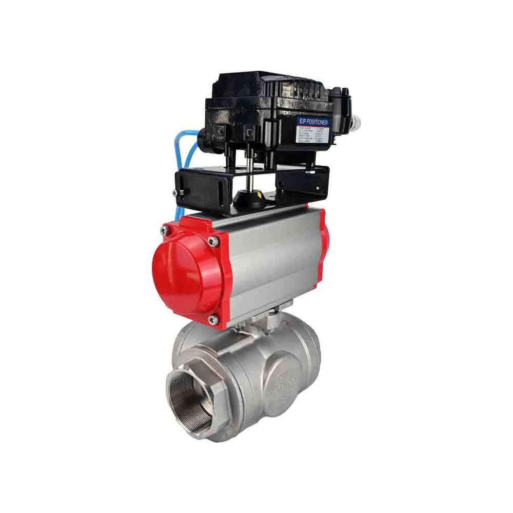 Válvula de bola de acero inoxidable Elephant 3h-l-rpss316200mm-iso-pnevpr-sa-epp-boz, material del cuerpo - acero inoxidable AISI 316, material de la bola - acero inoxidable AISI 316, junta - PTFE, accionamiento por actuador neumático