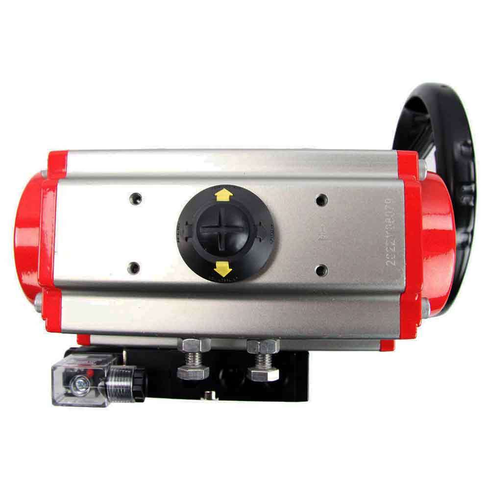 Válvula de bola de acero inoxidable Elephant 3h-l-rpss316200mm-iso-pnevpr-da-rasp-110/220v-hdm, material del cuerpo - acero inoxidable AISI 316, material de la bola - acero inoxidable AISI 316, junta - PTFE, accionamiento por actuador neumático