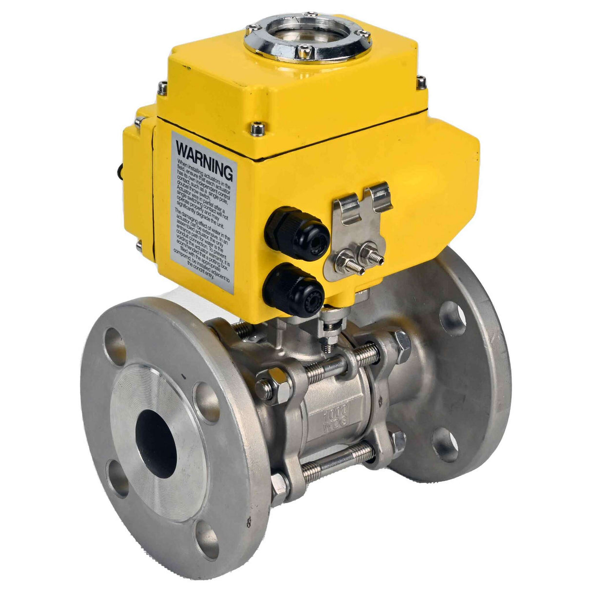 Válvula de bola de acero inoxidable Elephant ksfpt-316-180-24v, material del cuerpo - acero inoxidable AISI 316, material de la bola - acero inoxidable AISI 316, sello - PTFE, actuador eléctrico operado