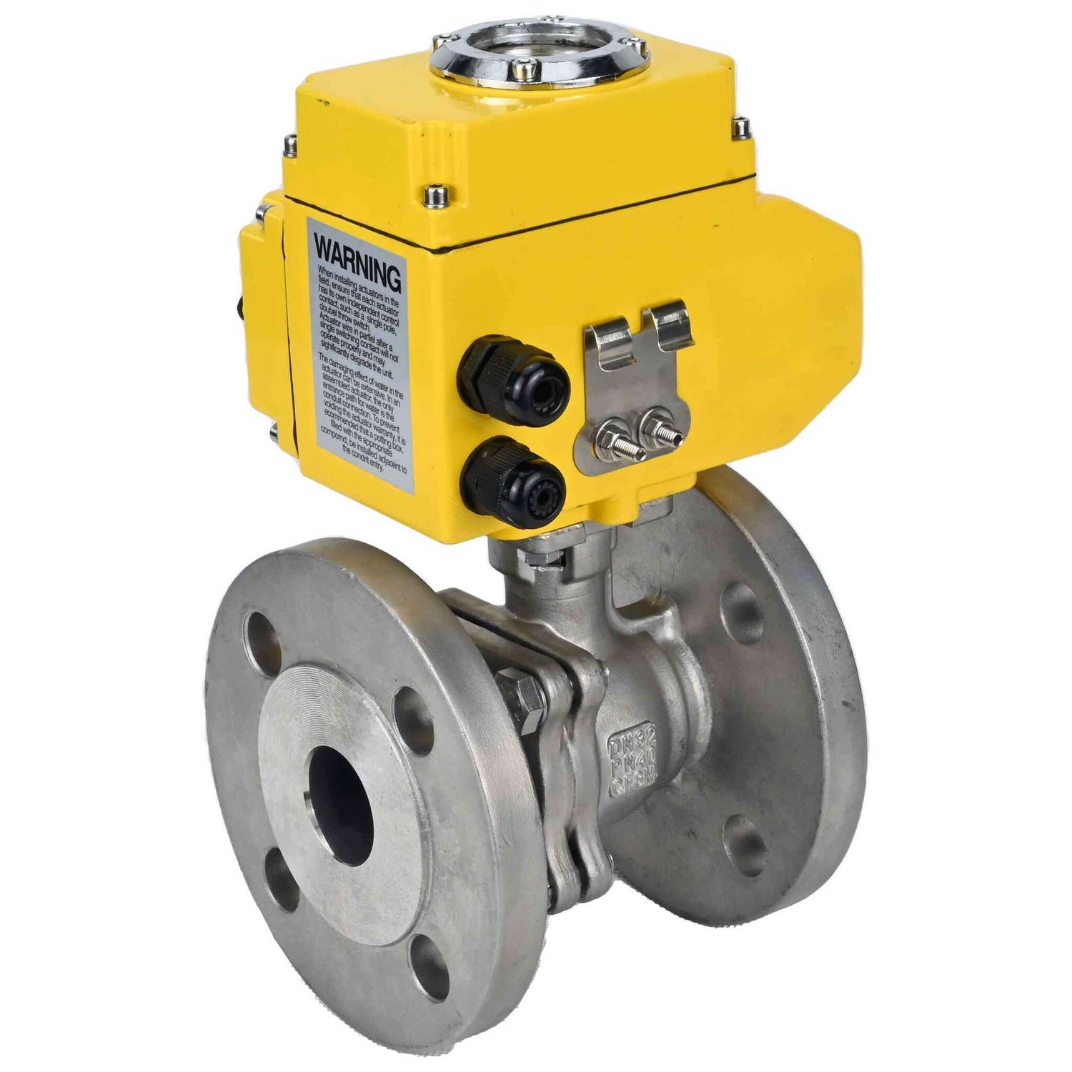 Válvula de bola de acero inoxidable Elephant kchfp-elephant-110/220v-4-20ma, material del cuerpo - acero inoxidable AISI 316, material de la bola - acero inoxidable AISI 316, junta - PTFE, accionamiento por actuador eléctrico