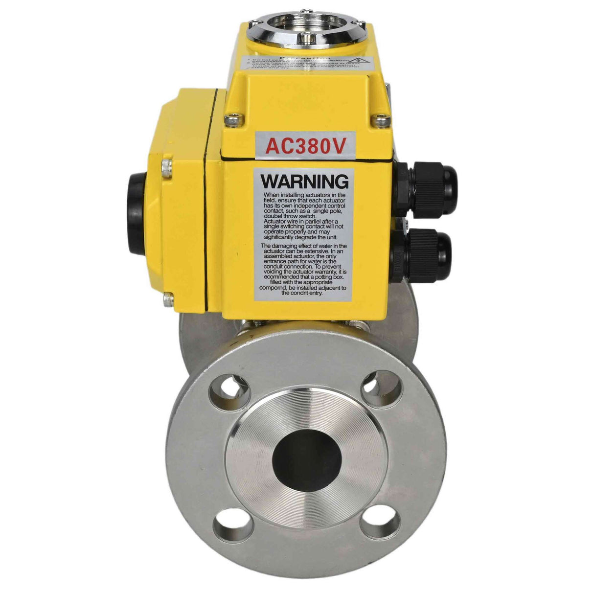 Válvula de bola de acero inoxidable Elephant ksfpt-316-180-380v, material del cuerpo - acero inoxidable AISI 316, material de la bola - acero inoxidable AISI 316, sello - PTFE, actuador eléctrico operado