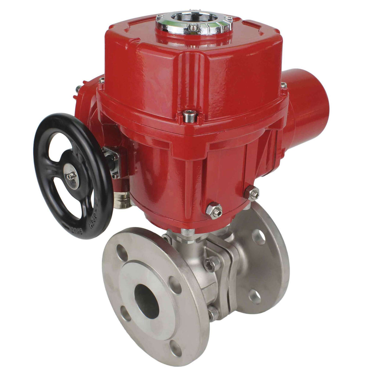 Válvula de bola de acero inoxidable Elephant BVFP.316.200 232 PSI, material del cuerpo: acero inoxidable AISI 316, bridada, paso completo, con actuador eléctrico de cuarto de vuelta Elephant QT-W (M) EX 220V