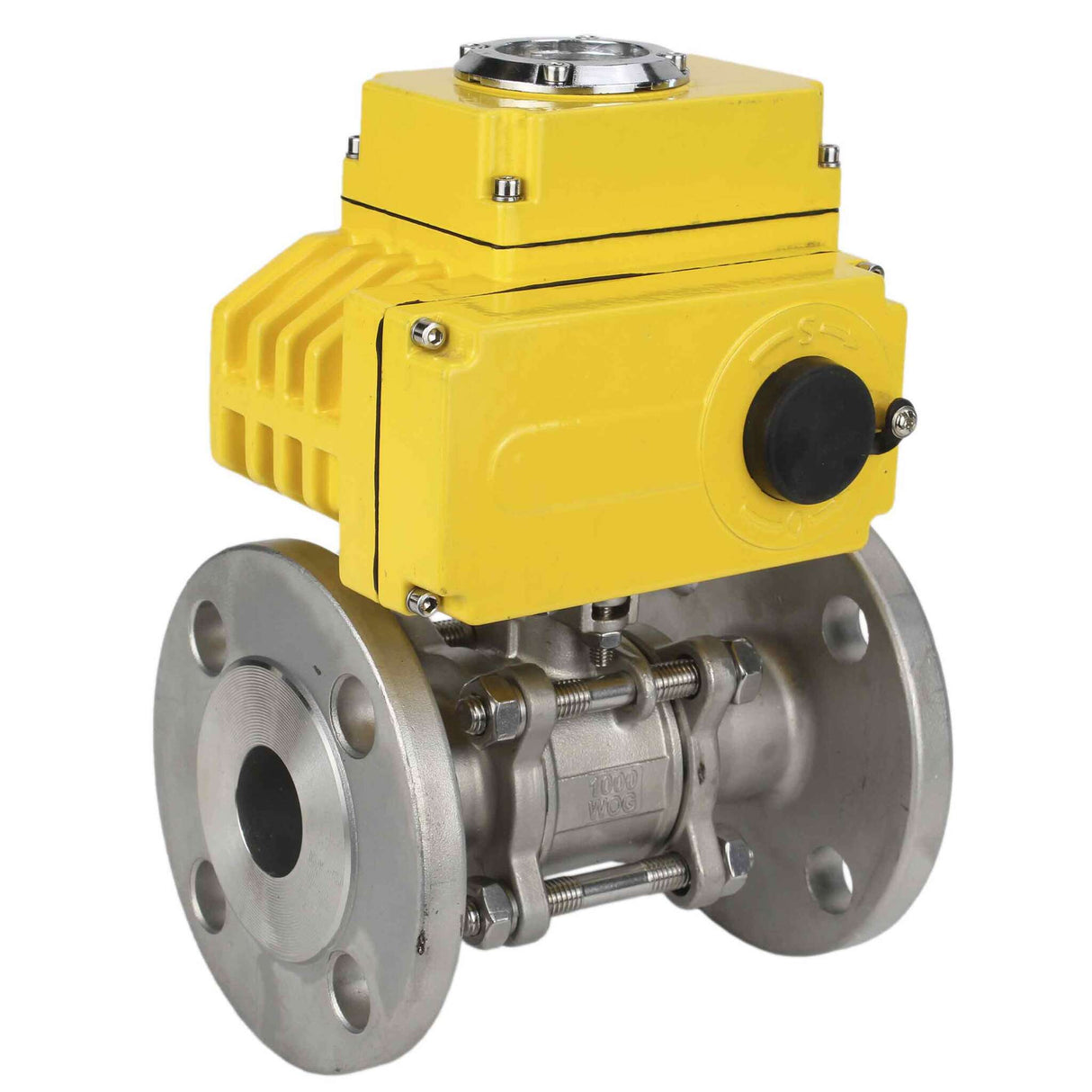 Válvula de bola de acero inoxidable Elephant ksfpt-304-180-110/220v, material del cuerpo - acero inoxidable AISI 304, material de la bola - acero inoxidable AISI 304, sello - PTFE, actuador eléctrico operado